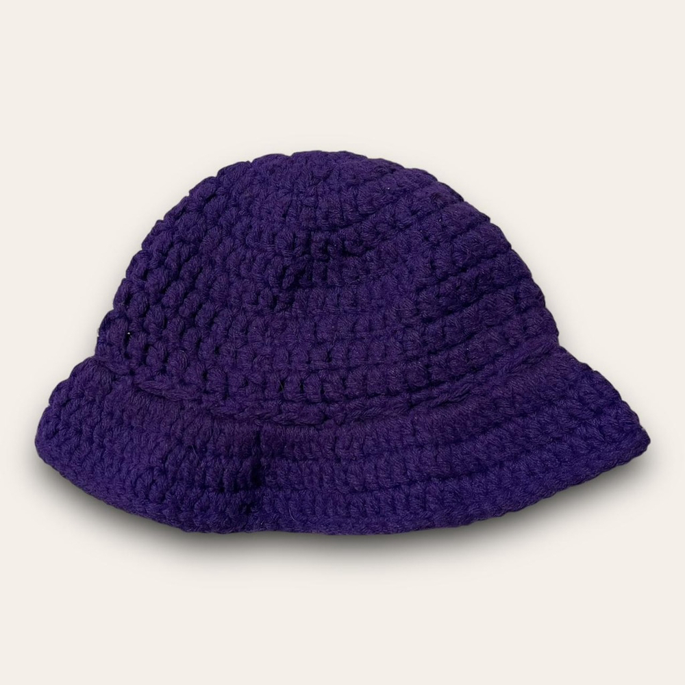 ⭐️ 4 for $20 ⭐️ Vintage Purple Crochet Bucket Hat Cottagecore Grandmacore - Picture 5 of 7